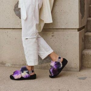 UGG Women's Plush Purple and Black Slippers